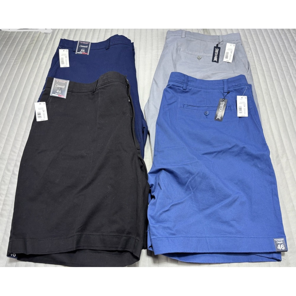 Roundtree & Yorke Casuals Big Man Stretch Flat Front Shorts 46W x 9 NWT Lot of 4